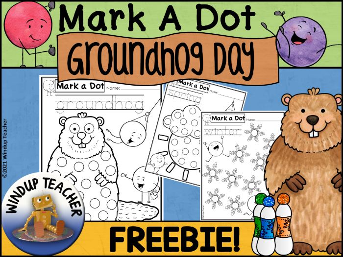 Groundhog Day Dot Dauber Set Sampler FREEBIE Teaching Resources