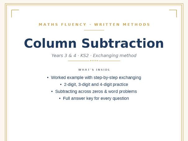 Column Subtraction with Exchanging Pack