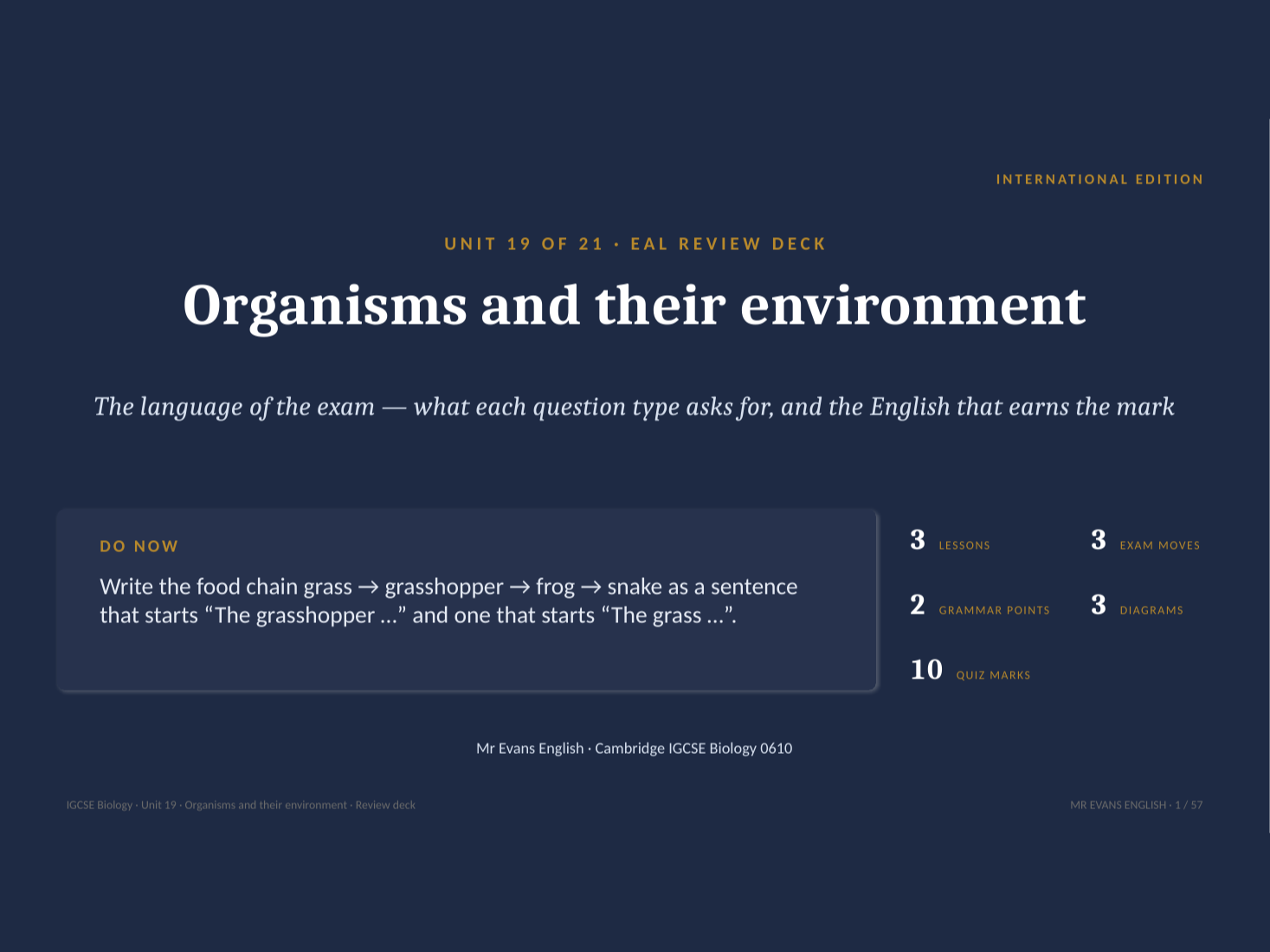 IGCSE Biology 0610 U19 Organisms & Their Environment — EAL