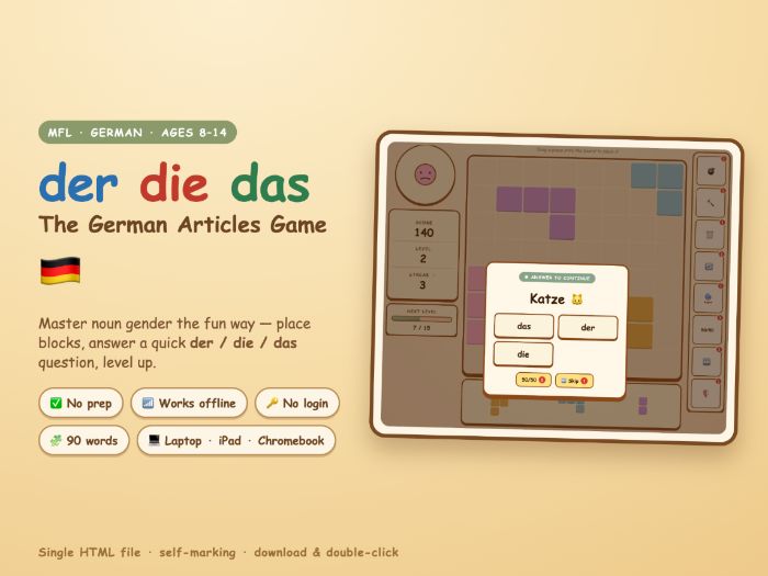 German Articles Game — der die das TRIAL