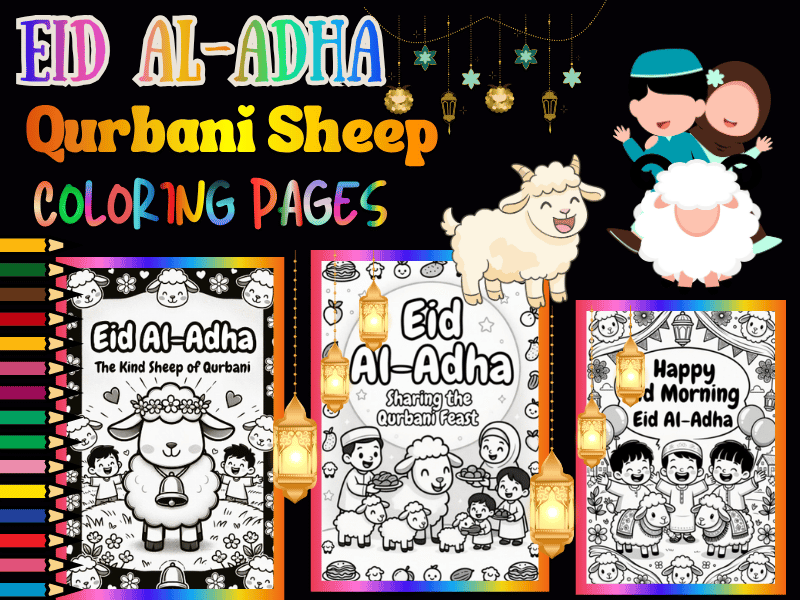 Eid Al-Adha Qurbani Sheep Coloring Pages for Kids | NO PREP Printable Activity