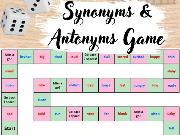 Synonyms and Antonyms Board Game Activity