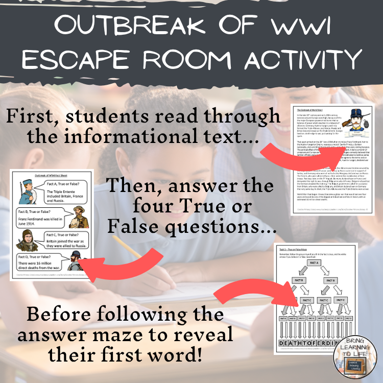 Outbreak of the First World War Escape Room Activity | Teaching Resources