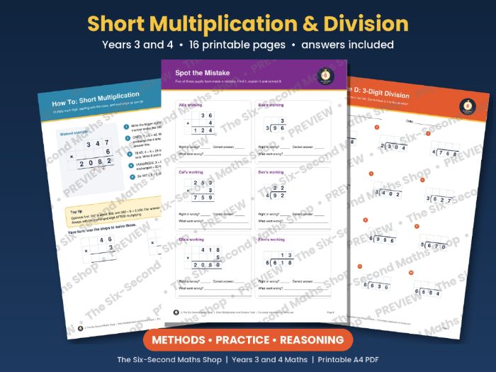 Short Multiplication and Division | Year 3 and 4 Formal Methods with Answers