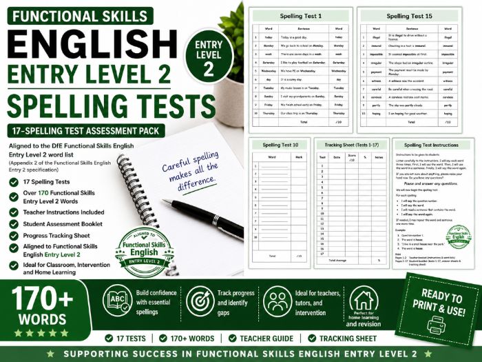 Entry Level 2 Functional Skills Spelling