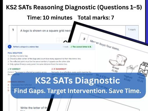 KS2 SATs Reasoning Diagnostic (5Qs) with Solutions + Intervention Insight