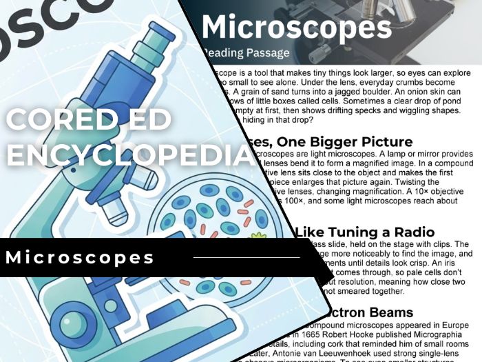 Microscopes Reading Comprehension Passage - Cored Ed Encyclopedia