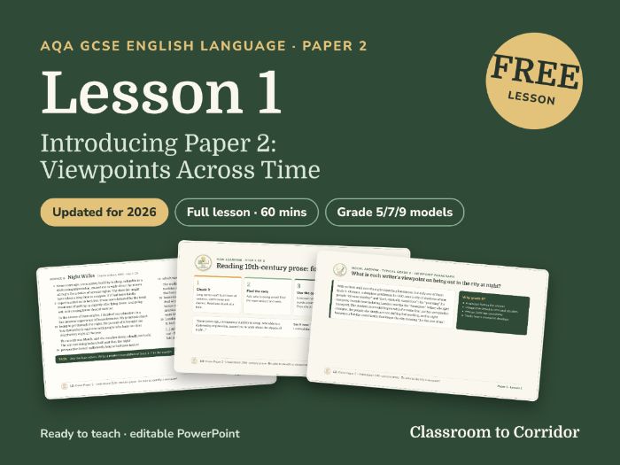 FREE AQA GCSE English Language Paper 2 Lesson 1: Introducing Paper 2, Viewpoints Across Time (Update
