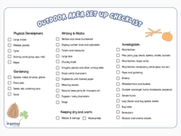Outdoor Area Set Up Checklist