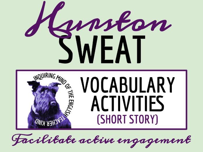 "Sweat" by Zora Neale Hurston Vocabulary Worksheet, Crossword Puzzle, and Word Search