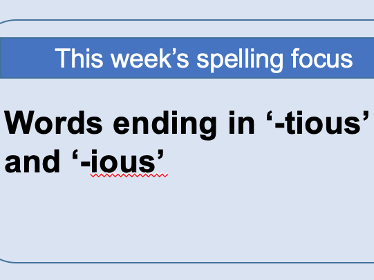 Year 5 Autumn 1 Spelling Lessons