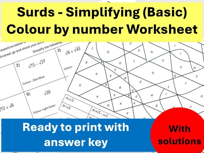 Simplifying Surds – Colour by Number