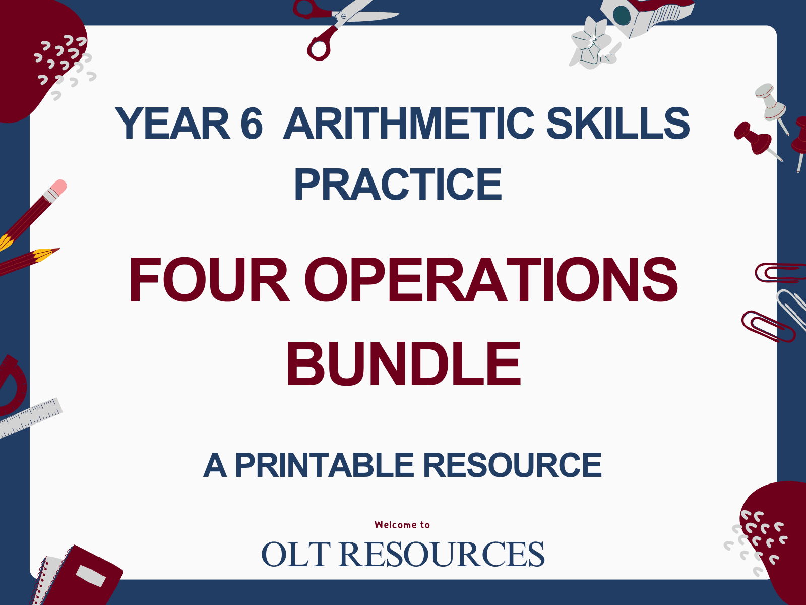 Year 6 Maths Arithmetic One-Page Skills Practice - Four Operations Bundle | Printable Resource