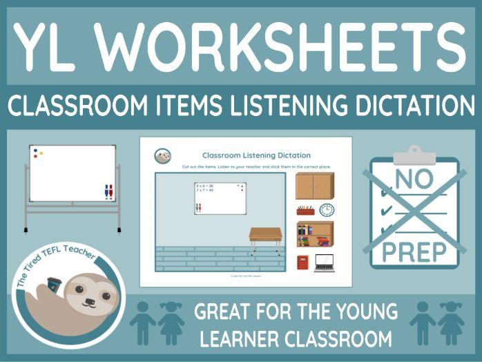 ESL Classroom Items Listening Dictation Worksheet