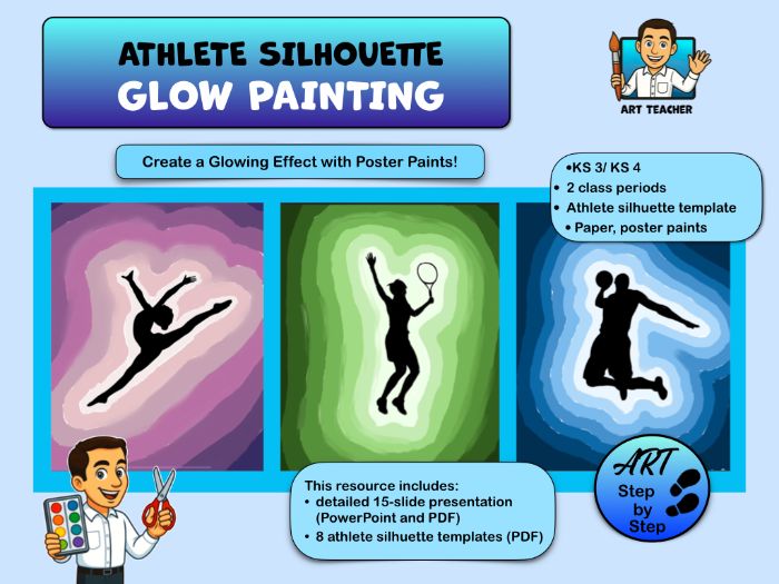 KS3/KS4 Art Projeject: Athlete Silhouette Glow Painting