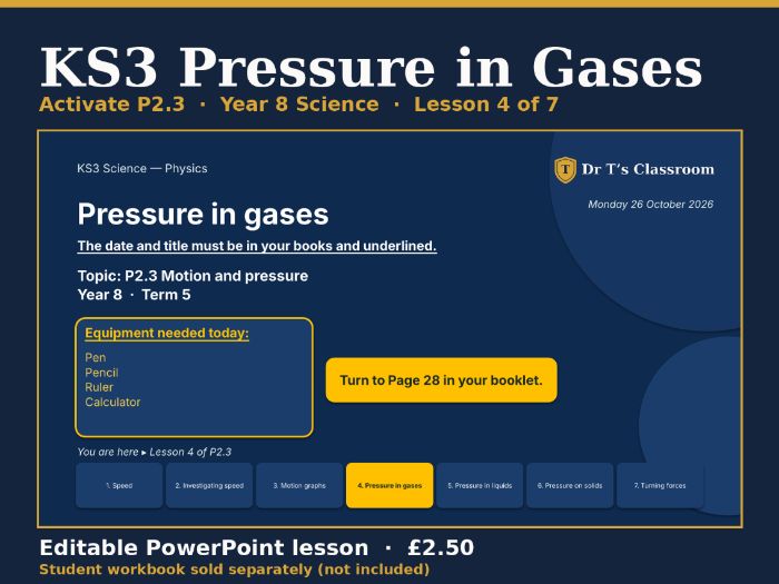 KS3 Activate P2.3 Speed: Pressure in Gases