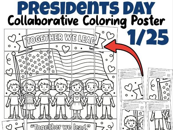 Presidents Day Collaborative Coloring Poster | Together We Lead