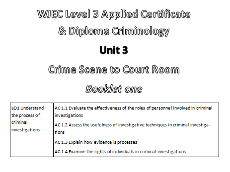 WJEC Criminology Unit 3 booklet (2026)