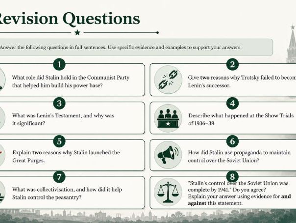 iGCSE History Depth Study C Russia - 3  How did Stalin gain and hold on to power?