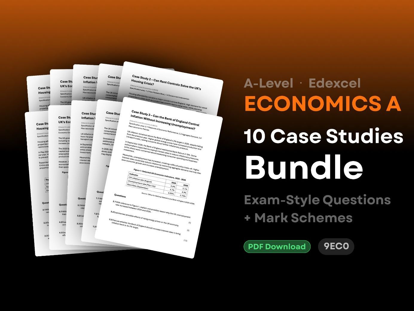 A-Level Economics Edexcel A: 10 Case Studies Bundle
