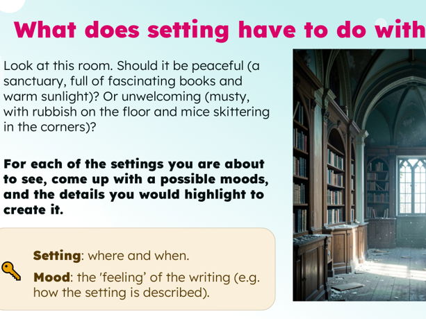 Crafting setting and mood in creative writing