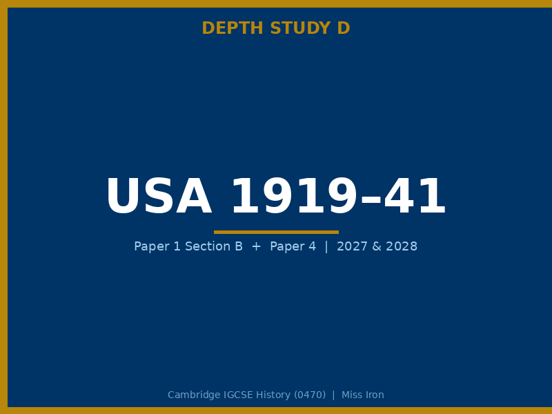 Cambridge IGCSE History 0470 The United States 1919 to 1941 Depth Study D Pack