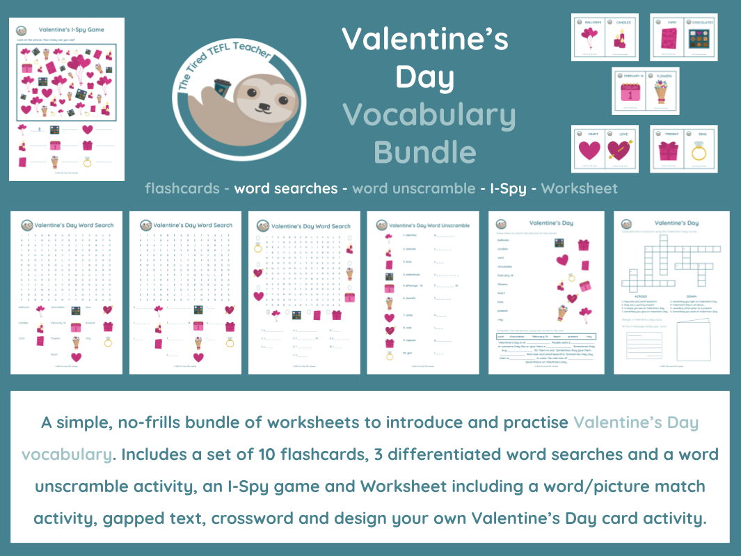 ESL Valentine's Day Vocabulary Bundle