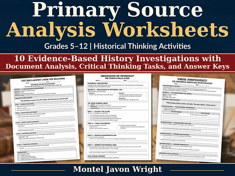 Primary Sources Analysis Document Primary Source Analysis Worksheets | KS3–KS4 History | Teaching Resources