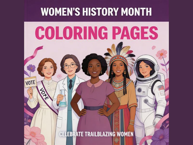 30 Women’s History Month Coloring Pages for Kids and Adults | Inspiring Women Printable Coloring