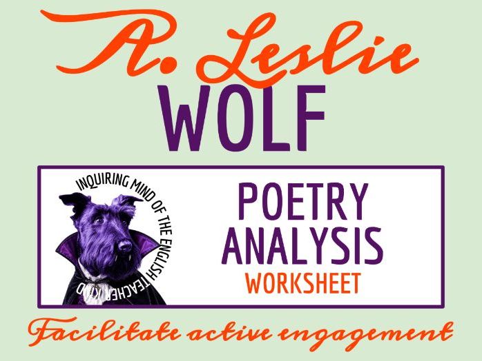 "Wolf" by A. Leslie Gothic Horror Poem Analysis Worksheet | Cryptid Poetry for Halloween