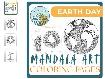 Earth Day Mandala Art Coloring Pages and Template | Mindful Nature Art