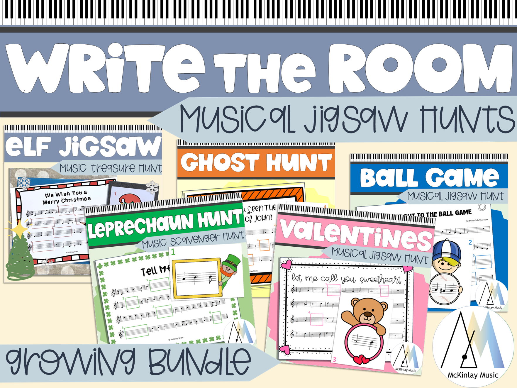 Write the Room music jigsaw scavenger hunts BUNDLE