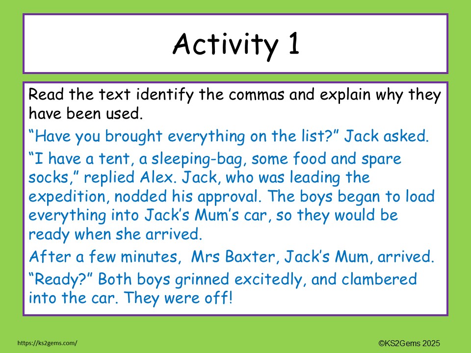 Y5 GPS Commas to clarify meaning Pack