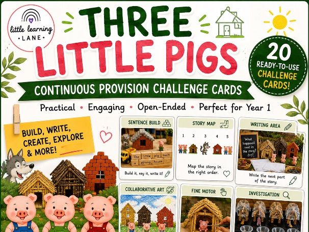 Three Little Pigs Continuous Provision Cards