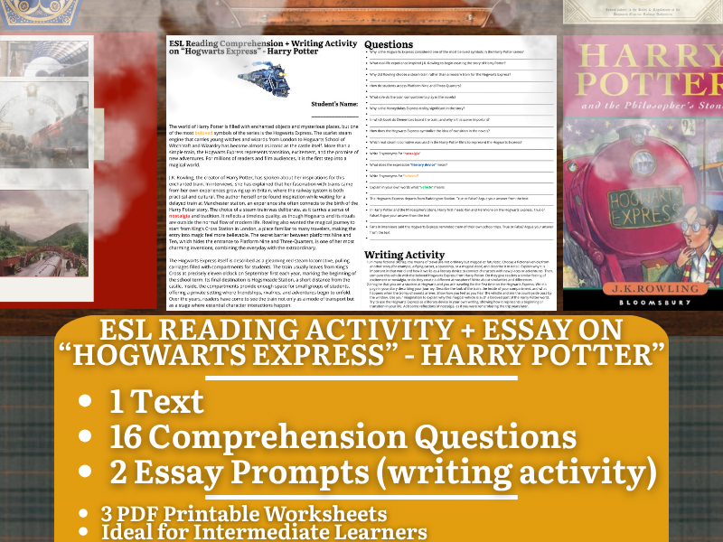 ESL Reading Comprehension + Writing Activity - Hogwarts Express - Harry Potter