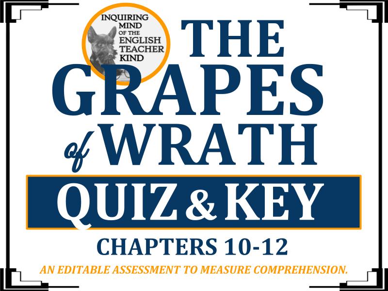 The Grapes of Wrath Quiz (Chapters 1012) Teaching Resources