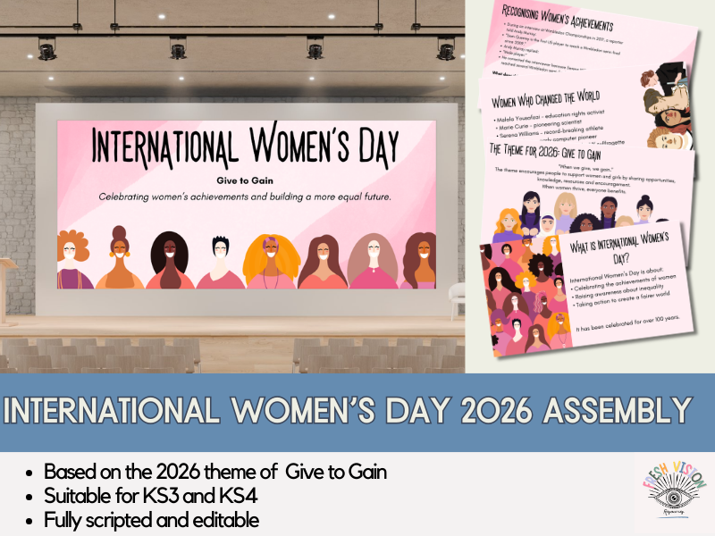 International Women’s Day 2026 Assembly – Give to Gain | Secondary School | KS3–KS5