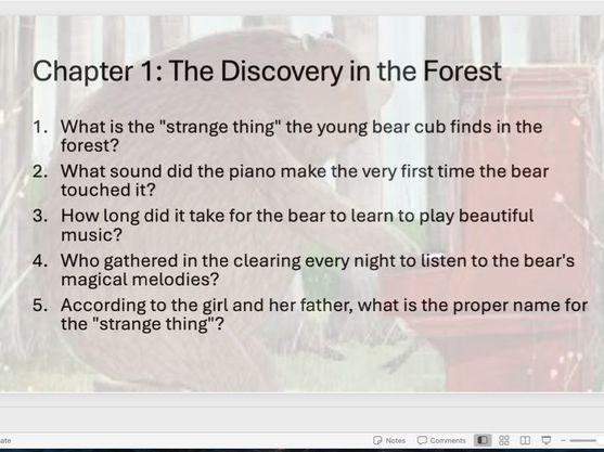 The Bear and the Piano Comprehension