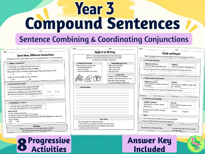 Year 3 Compound Sentences Worksheets