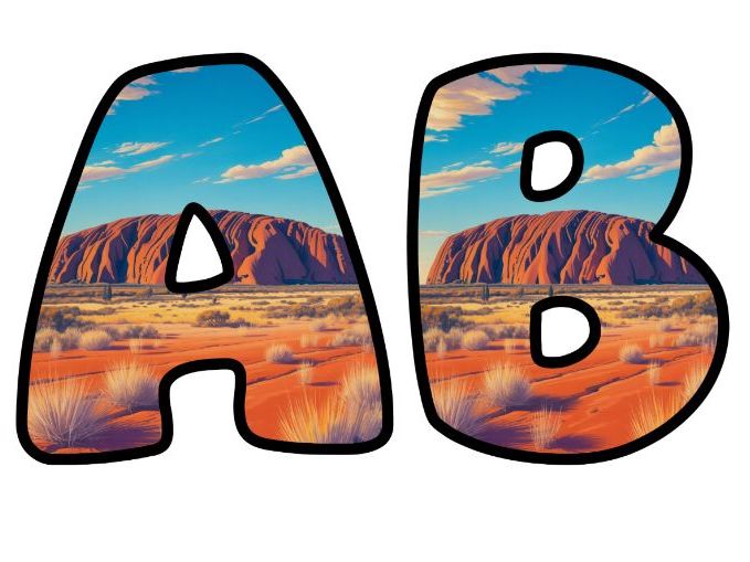 Golden Desert Uluru Alphabet Letters | Classroom Display, A-Z 0-9 and Signs