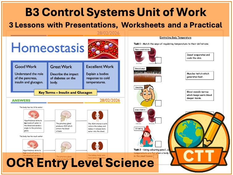 OCR Entry Level Science - B3 Control Systems - 3 Lessons