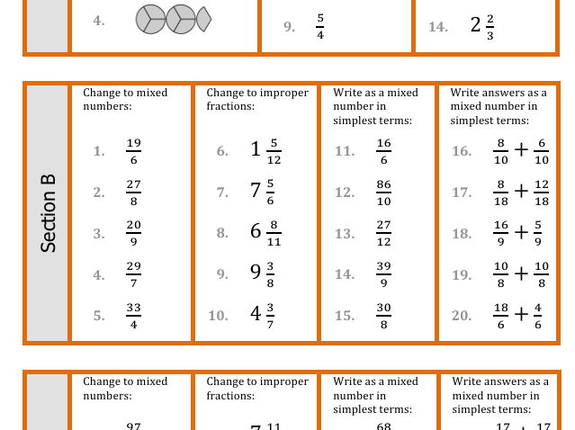 Improper Fractions and Mixed Numbers