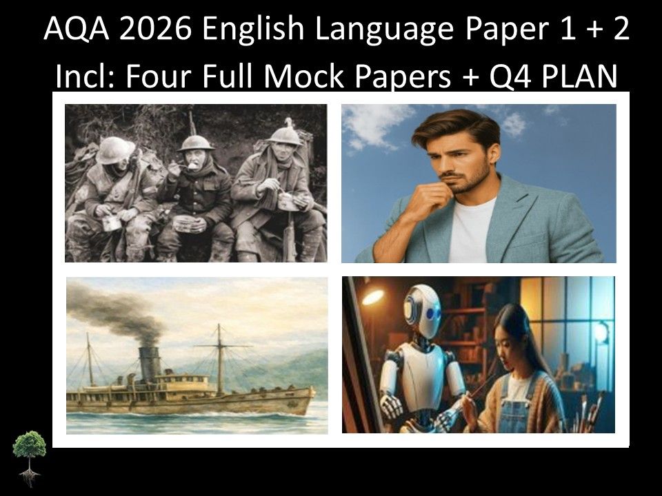 Four AQA 2026 English Language Paper 1 + 2 Full Mocks | Q4 PLAN