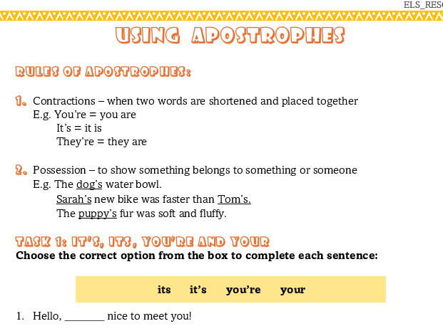 Super SPAG - English - Using Apostrophes - Activity Worksheet