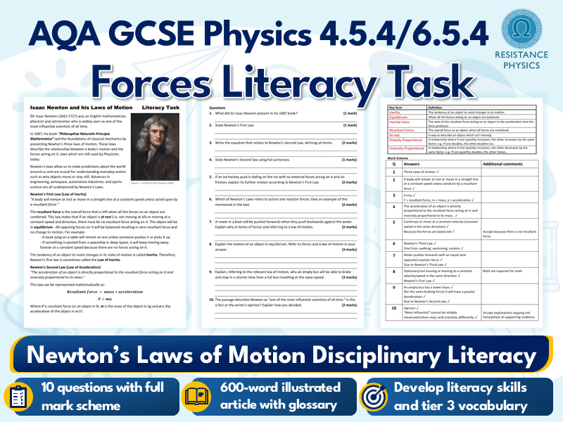 GCSE Physics - Isaac Newton's Laws of Motion - Disciplinary Literacy for Science
