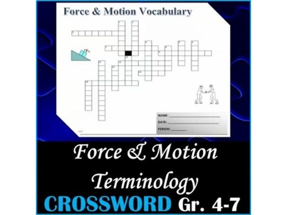 Force and Motion Science Crossword Puzzle