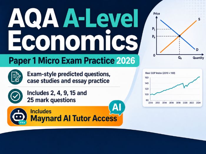 AQA A-level Economics Paper 1 Exam Question Pack + Maynard AI Tutor Access