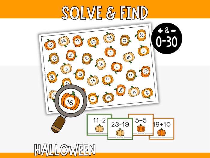 Solve & Find - Halloween Addition & Subtraction Within 30