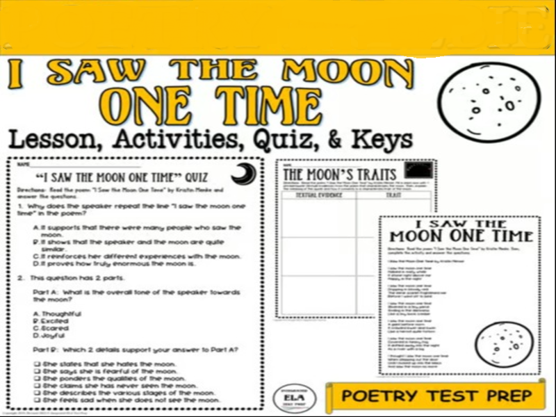 4th Grade 3rd 5th Poetry Comprehension Reading Test Prep Multiple Choice Quiz