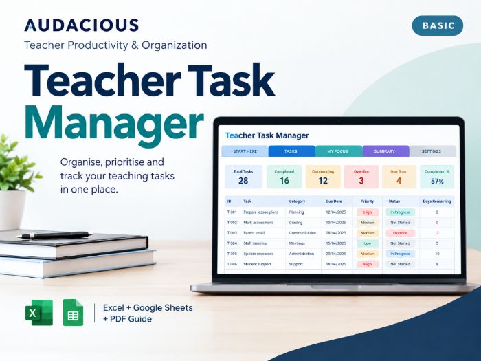 Teacher Task Manager | Excel & Google sheet